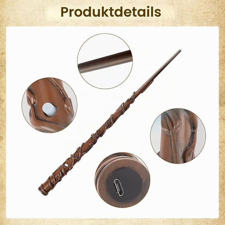 Hermine Zauberstab, 37CM Wiederaufladbar Magic Wand, Zauberstab Hermine Granger mit USB Aufladung, Z