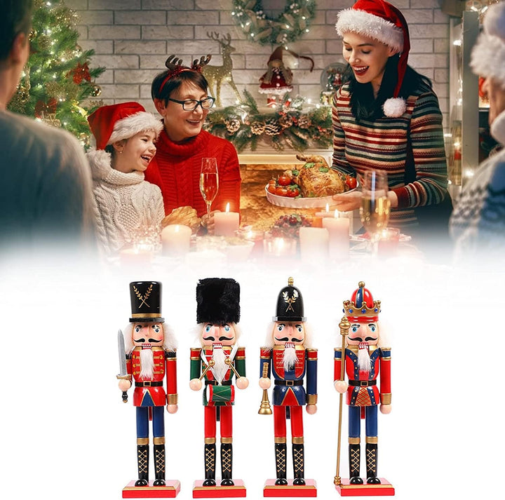 KAHEIGN 2Pcs Nussknacker Figuren Holz Nussknacker Soldaten, 30cm Traditionelle Weihnachten Nussknack