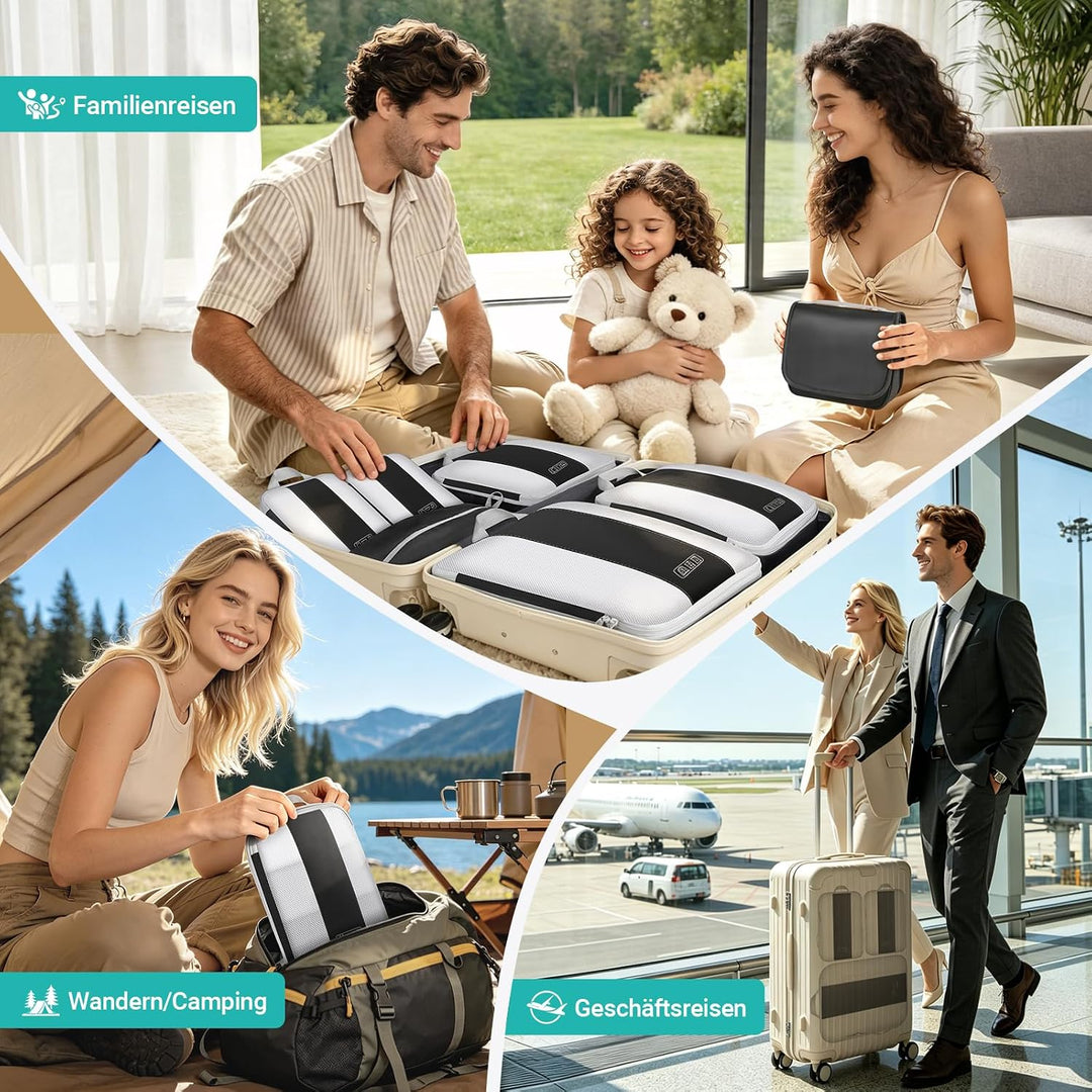 Koffer Organizer mit Kompression, 8 Stück Packing Cubes für Koffer und Rucksack – wasserabweisende P