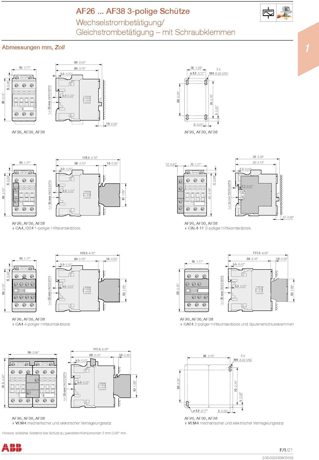 ABB AF26-30-00-11 1SBL237001R1100 AF26-30-00 Schütz 24-60 50/60 20-60V DC, Grau