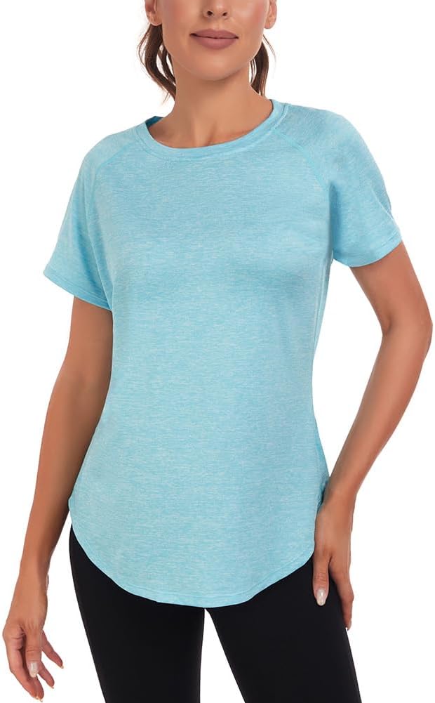 Jlowesun Sportshirt Damen Kurzarm, Leichtes Atmungsaktiv Funktions Back Mesh Sport Oberteile Damen,