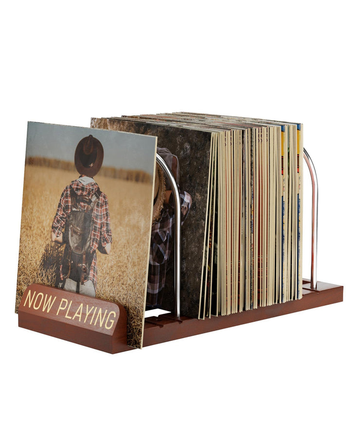 Now Playing Vinyl-Schallplattenständer, 50 LP Schallplattenaufbewahrung mit rutschfesten Rillen, Hol