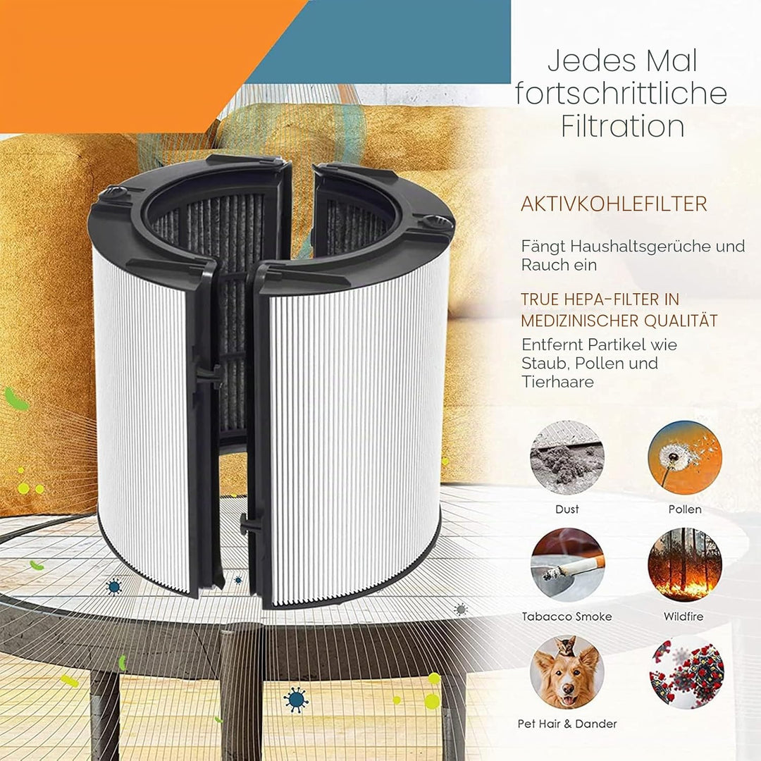 2-in-1 HEPA + Kohle-Ersatzfilter, kompatibel mit Dyson HP04 TP04 DP04 PH04 HP09 TP09 HP07 TP07 PH03