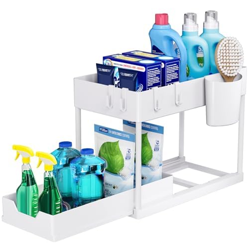 Puricon Unter Waschbecken Regal, 2 Etagen Standregal Küche Arbeitsplatte Regal Organizer, Mehrfunkti