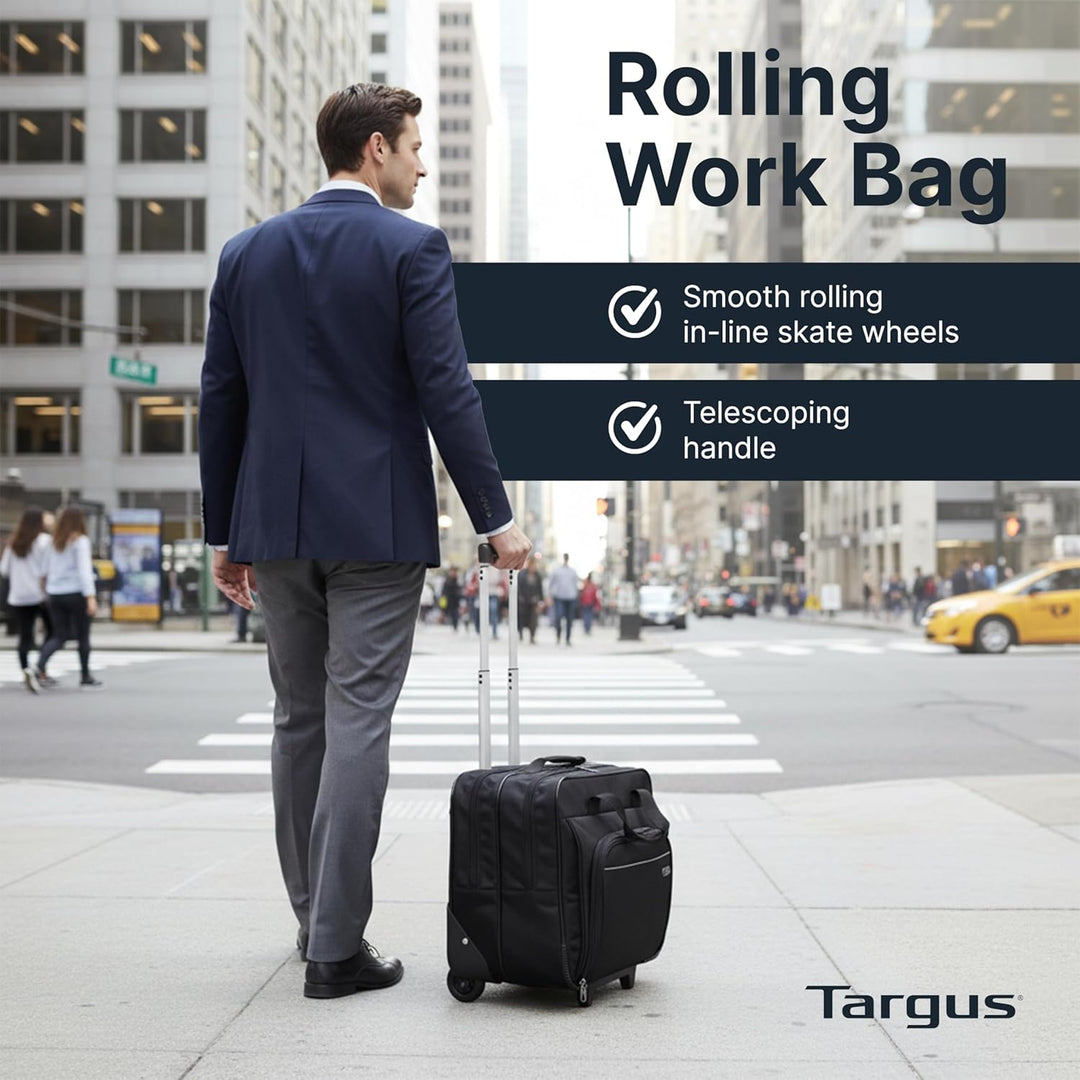 Targus, kompakter Rucksack mit Rollen, 40,6 cm – rollbare Laptoptasche – Reise-Aktenkoffer und klein