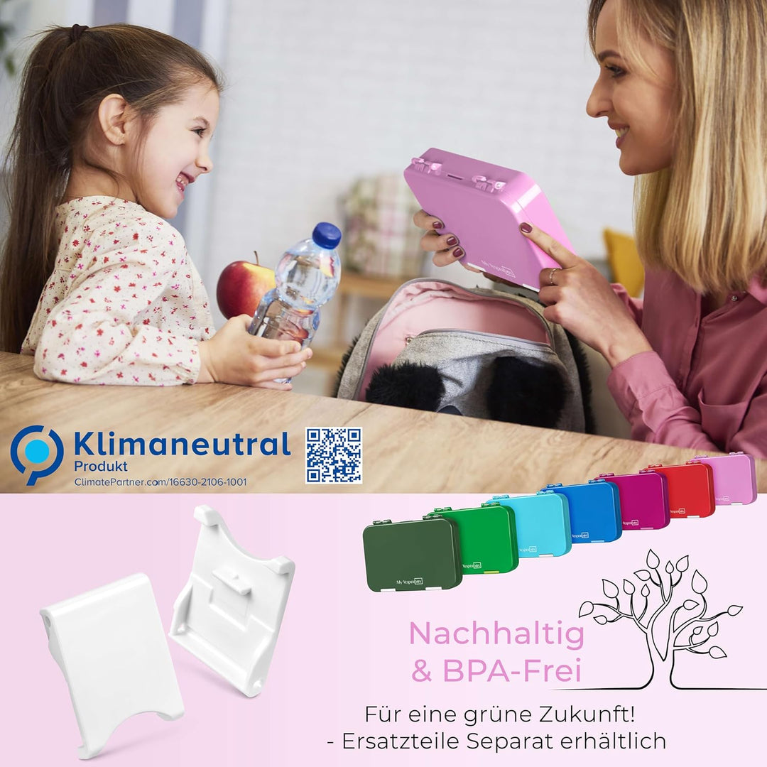 My Vesperbox – Len - Bento Box Kinder - Lunchbox mit 4+2 Fächern - extrem robust – Brotdose – Brotbo
