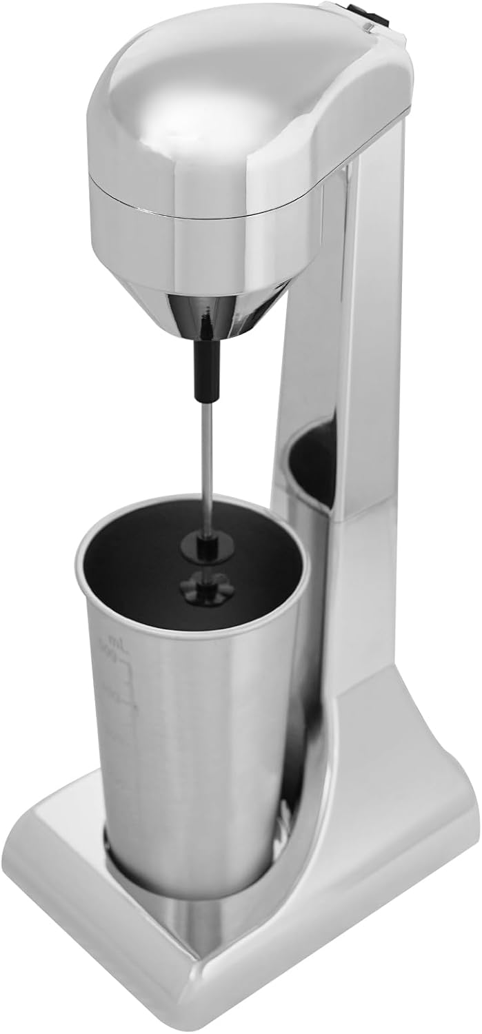 Frappe Mixer, Eiweiss Shaker Elektrisch mit 2 Geschwindigkeitsstufen Standmixer mit 1 Becher, Edelst
