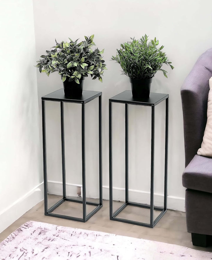 DanDiBo 2x Blumenhocker Metall Schwarz 50 cm Blumenständer 96315 S Beistelltisch Blumensäule Modern