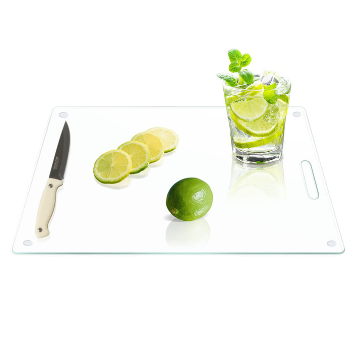 Yuzeyurun 40x30 cm Schneidebrett Glas mit Griff – Grosses Glasschneidebrett Transparent aus gehärtet