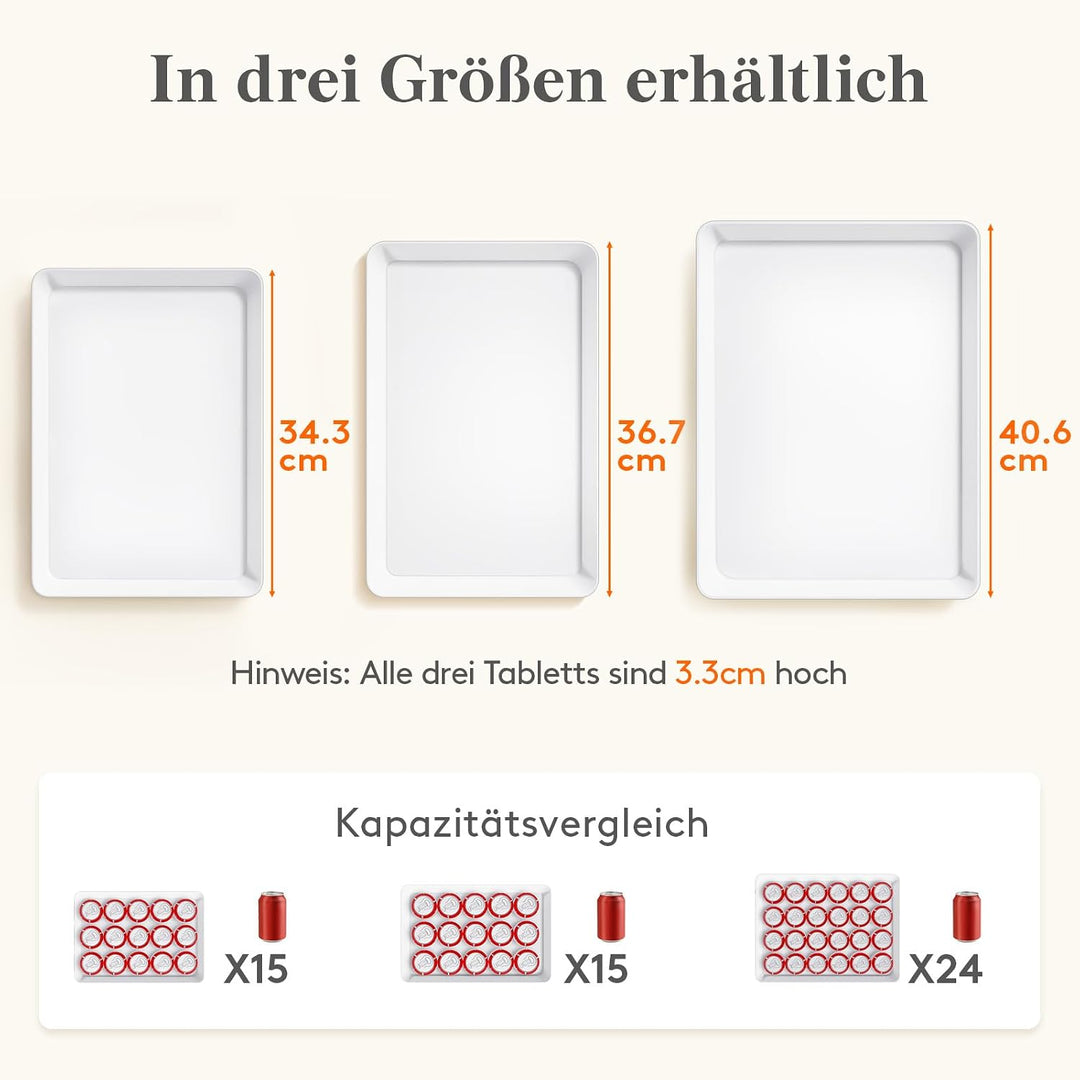 Lifewit 4 Stück Grosse Servierplatte Kunststoff, 40,6 x 30,5cm, Tablett Weiss | BPA-frei Serviertabl