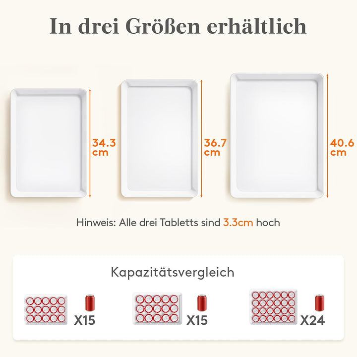 Lifewit 4 Stück Grosse Servierplatte Kunststoff, 40,6 x 30,5cm, Tablett Weiss | BPA-frei Serviertabl