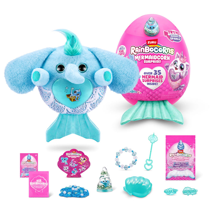 Rainbocorns Mermaidcorn Surprise Serie 7, Shelly Elefant, von ZURU, 28 cm Plüschtier, Meerjungfrau S