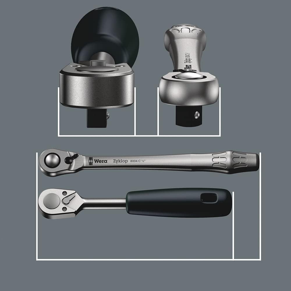 Wera 05004034001 8004 B Zyklop Metal-Knarre mit Umschalthebel mit 3/8Zoll-Antrieb , 3/8 Zoll x 222.0