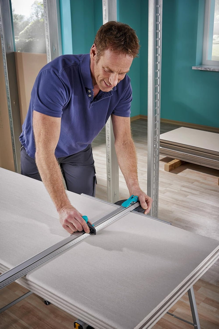 wolfcraft T-Schiene mit Parallelschneider I 4008000 I Schneid- und Markierungshilfe für Gipskartonpl