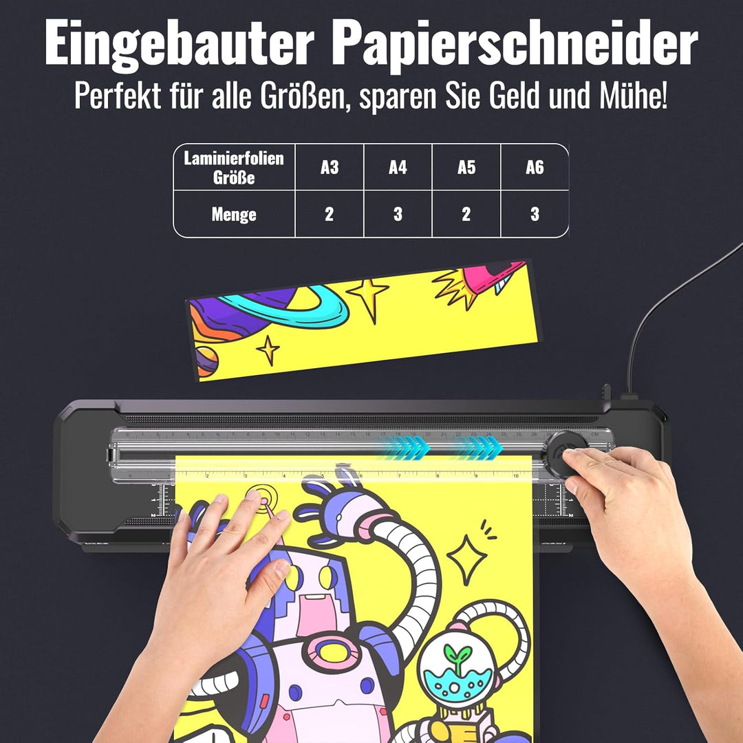 Laminiergerät A3 für A3 A4 A5 A6 A7 mit 50 Laminierfolien, Heiss und Kalt Laminiermaschinen mit Papi