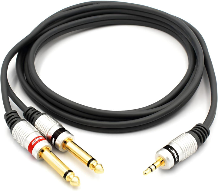 3.5mm auf 2x 6.35mm Klinke Kabel 2m Stereo Aux zu 2x Male Grosse Klinkenstecker Audio Adapter, 2m