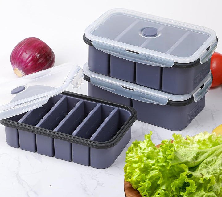 webake Silikonformen Einfrieren Mit Deckel 3 Stück 120ml 250ml 500ml | Suppen Einfrieren Behälter Si