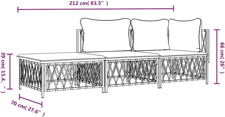 Festnight 3-Sitzer Balkonsofa | Balkonmöbel Kleiner | Balkonmöbel Set | Gartensofa Set | Balkon Möbe