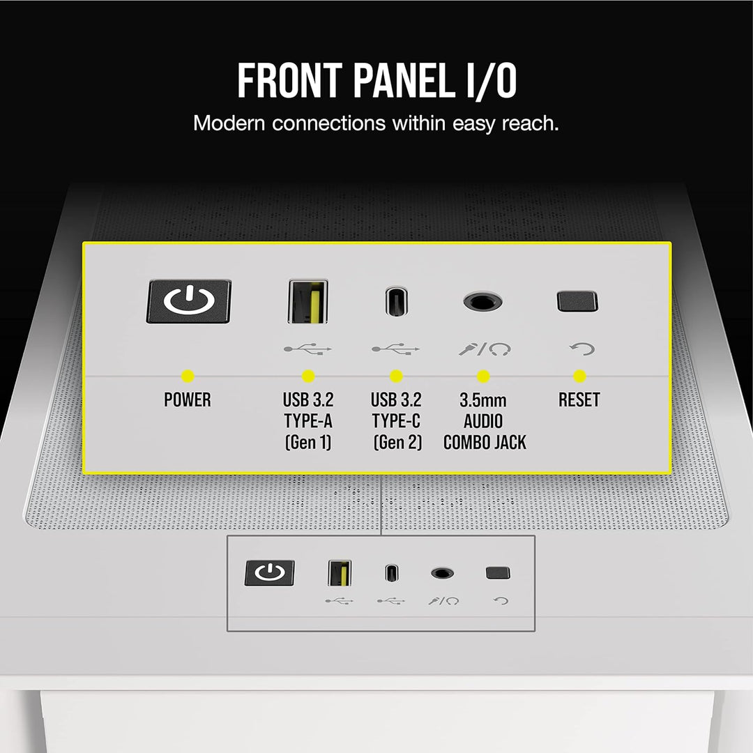 Corsair iCUE 4000D RGB Airflow Mid-Tower-Gehäuse, True White – 3 × AF120 RGB ELITELüfter, iCUE Light