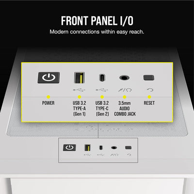 Corsair iCUE 4000D RGB Airflow Mid-Tower-Gehäuse, True White – 3 × AF120 RGB ELITELüfter, iCUE Light