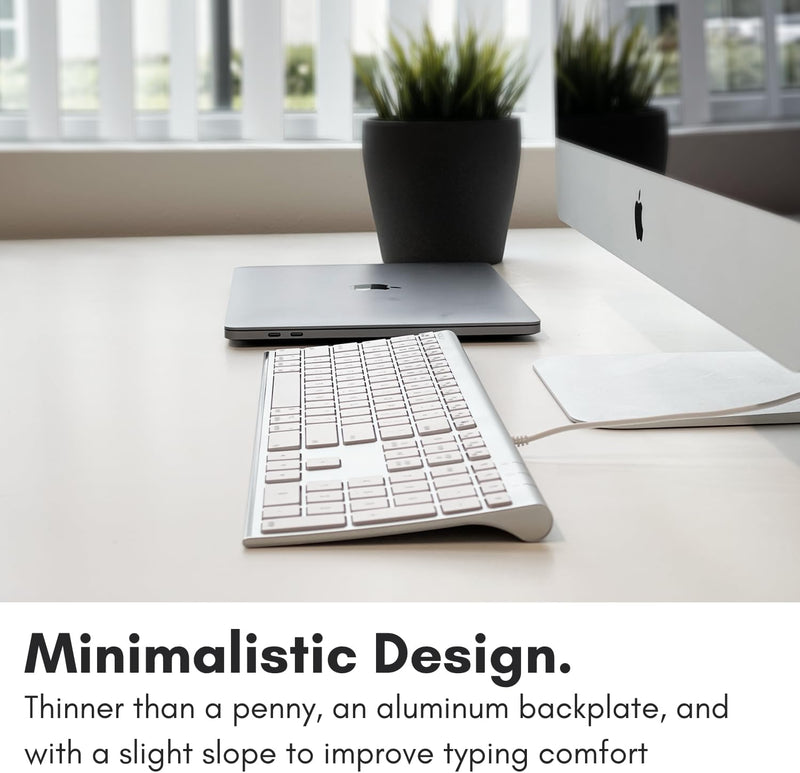 Macally Ultradünne USB-Tastatur mit Kabel, kompatibel mit Apple-Tastatur oder Windows – Tastatur in