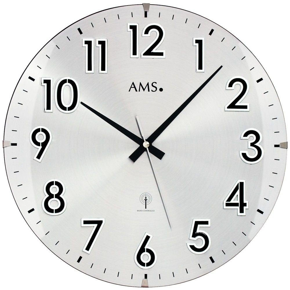 AMS. design 5973 Wanduhr rund hochwertige Funkuhr Küchenuhr Büro Wartezimmer Wanduhr classic Grosse