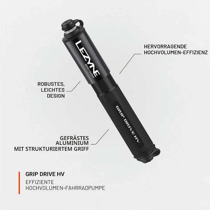 Lezyne Unisex-Adult Grip Drive Hv Minipumpe S 185mm Schwarz, S 185mm Schwarz