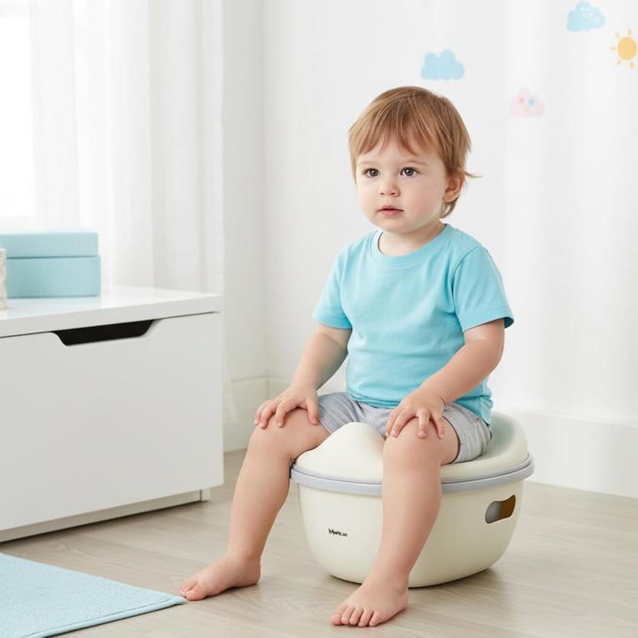 Töpfchen Sitzauflage Toilette, Touristentopf, Kinderfuss, Tragbar, 3in1 Nachttasse (Beige), Beige