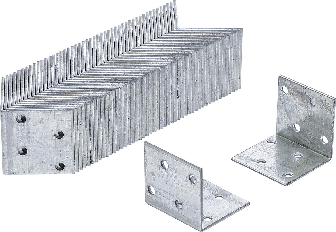 BGS Diy 80934-50 | Winkelverbinder | 40 x 40 x 40 x 2 mm | 50 Stück | Verzinkt | Bohrungen zur Befes
