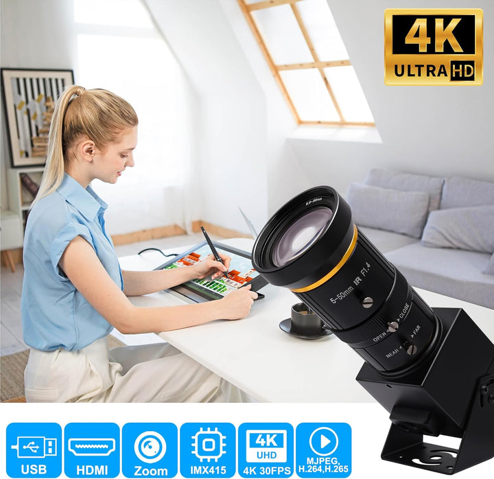 SvPro 4K USB HDMI Kamera Streaming Webcam mit 5-50mm Zoom Objektiv Manueller Fokus H.264 H.265 CS Mo