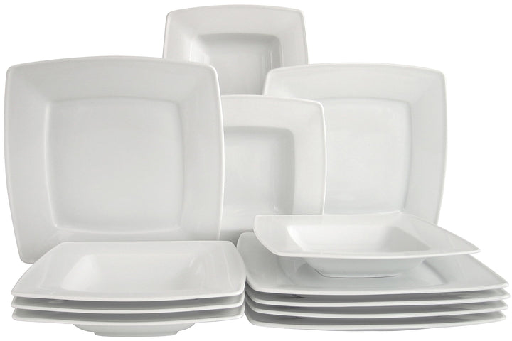 CreaTable 12208, Serie Victoria weiss, Geschirrset Tafelservice 12 teilig, Tafelservice 12 teilig