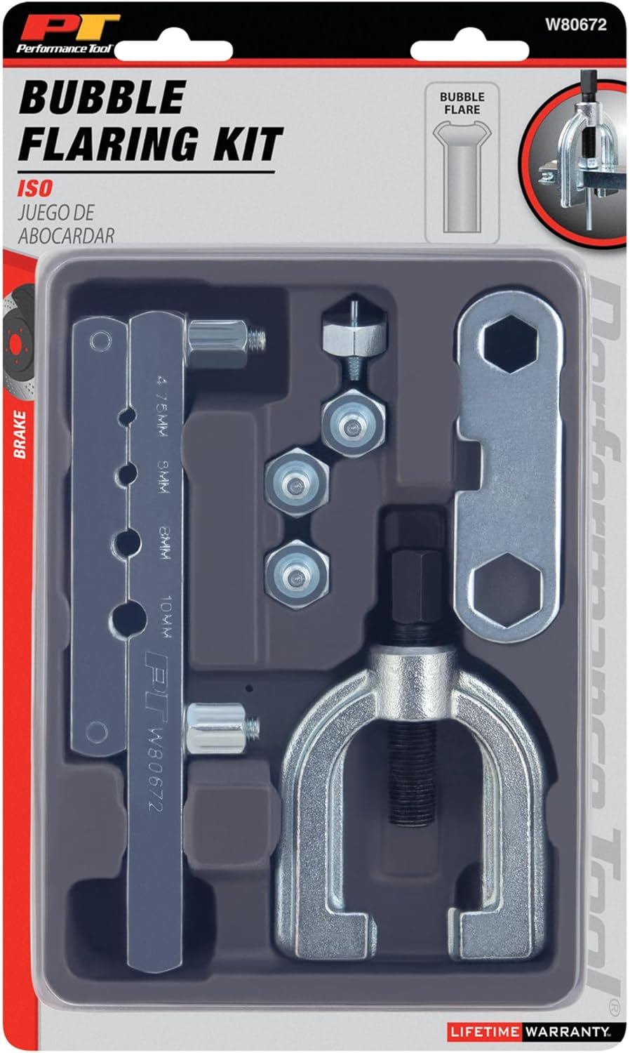 Performance Tool W80672 IOS (Bubble) Bremsleitungs-Bördelwerkzeug-Set – Mehrere Schneideisengrössen