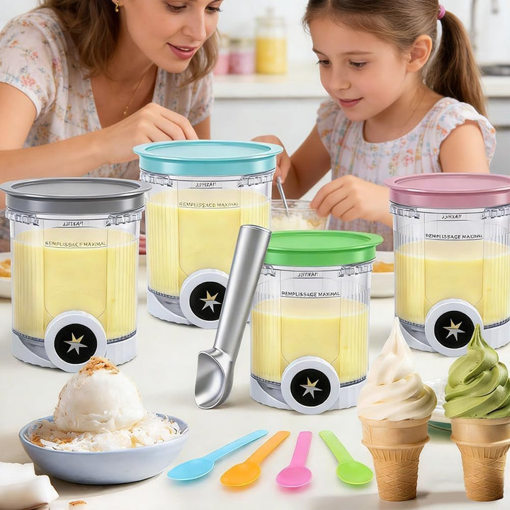 4 Stück Behälter für Ninja Swirl Creami 480 ml, Eisbehälter für NC700 NC701EU Serie, BPA-frei, Spülm