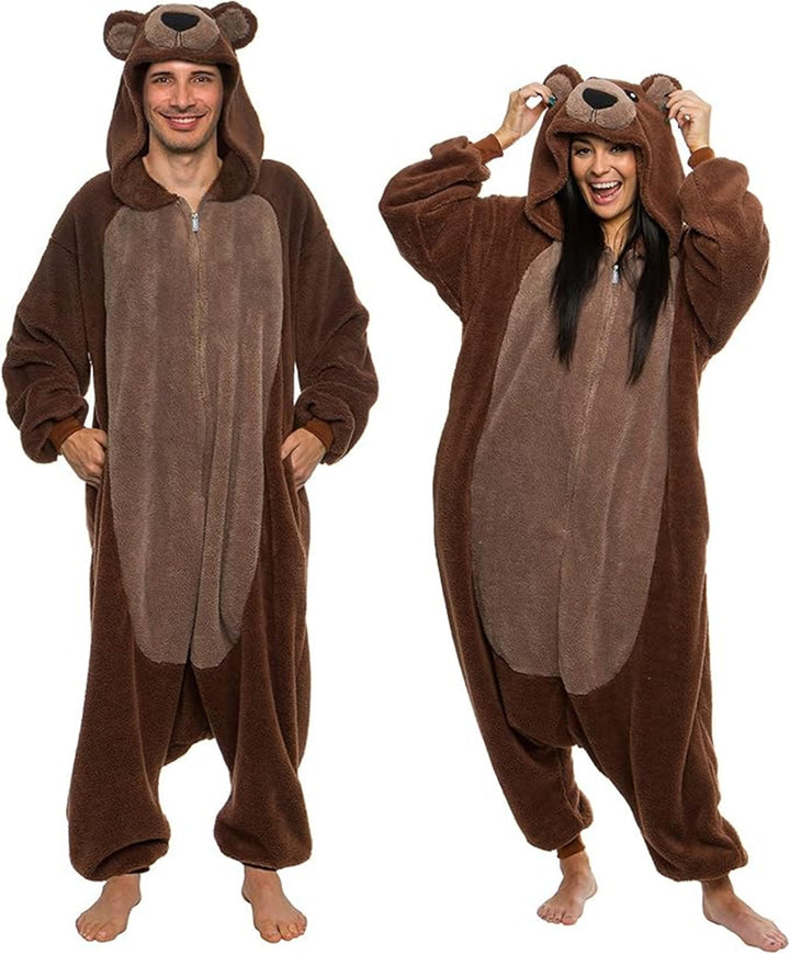 Funziez! Sherpa Bear Erwachsene Onesie Tier Halloween Kostüm Plüsch Teddy Einteiler Cosplay Anzug fü