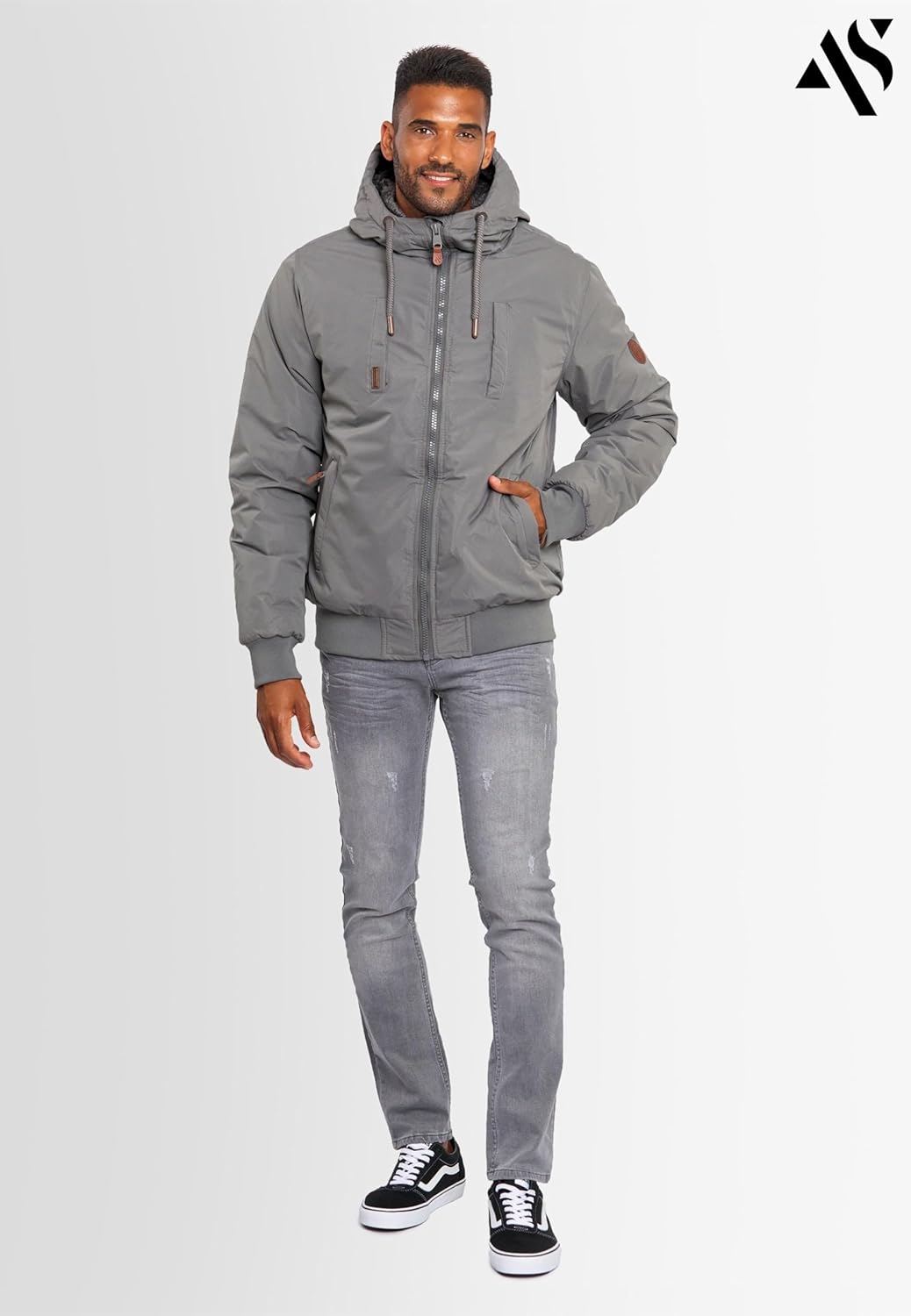 ALESSANDRO SALVARINI Herren Winterjacke (S-3XL) mit Kapuze - Teddyfleece innen komplett, Winddicht,