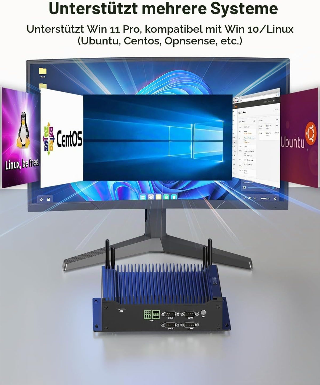 FANPEEC Industrial Mini PC Lüfterlos Core i5-10210U, Fanless PC 32GB DDR4 RAM 1TB SSD, Lüfterlose In