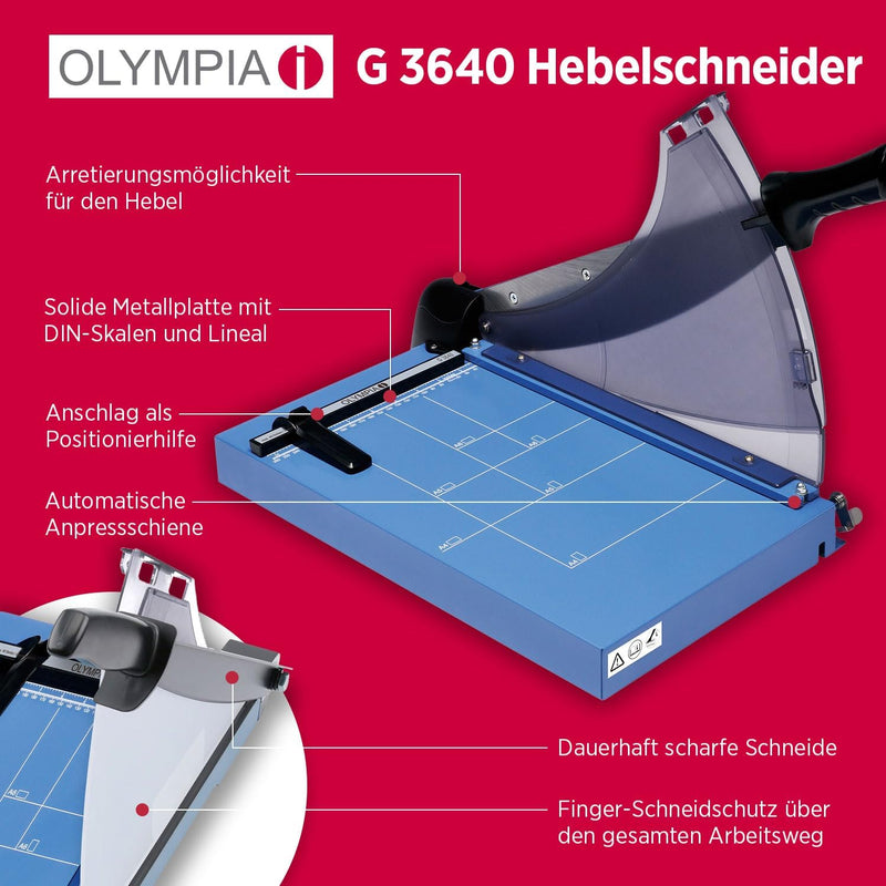 Olympia G 3640 Profi Hebelschneider (DIN A4, 40 Blatt, Schnittschutz, Hochwertige Schneidemaschine a