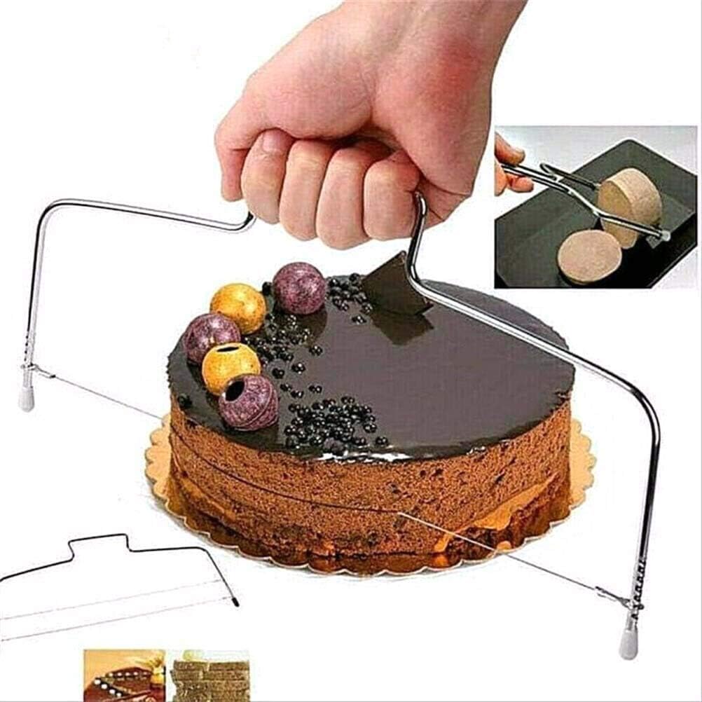 RetroFun Professioneller Kuchenschneider Verstellbarer Doppelschneiddraht-Leveler Edelstahl-Kuchensc