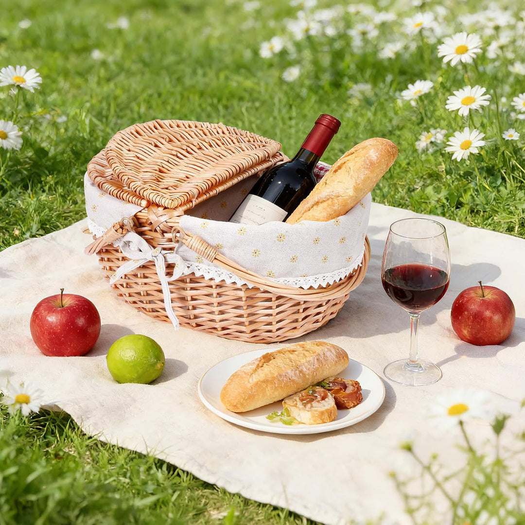 Picknickkorb,Picknickkorb 2 Personen mit Doppelt zu öffnendem Deckel und Klappbarem Griff,Picknick K