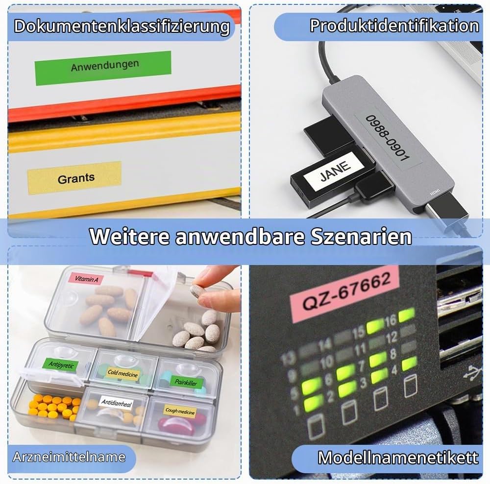 Wonfoucs 5x Etikettenband Ersatz für Dymo LetraTag 12mm x 4m,Kunststoff-Etikettenband kompatibel mit