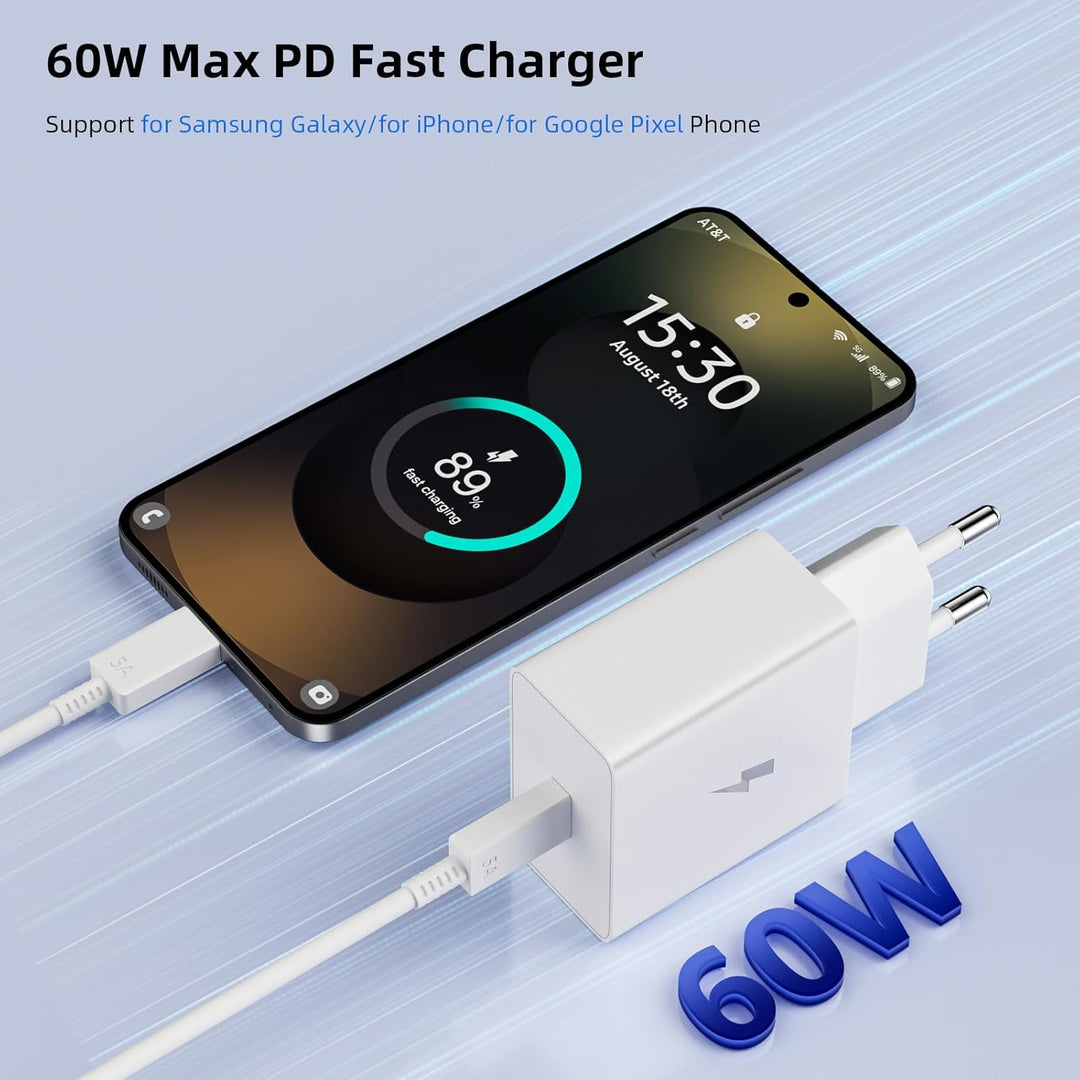 60W USB C Ladegerät Schnellladegerät für Samsung Galaxy S26 Ultra S25 S24 S23 Seriemit USB C Kabel 1