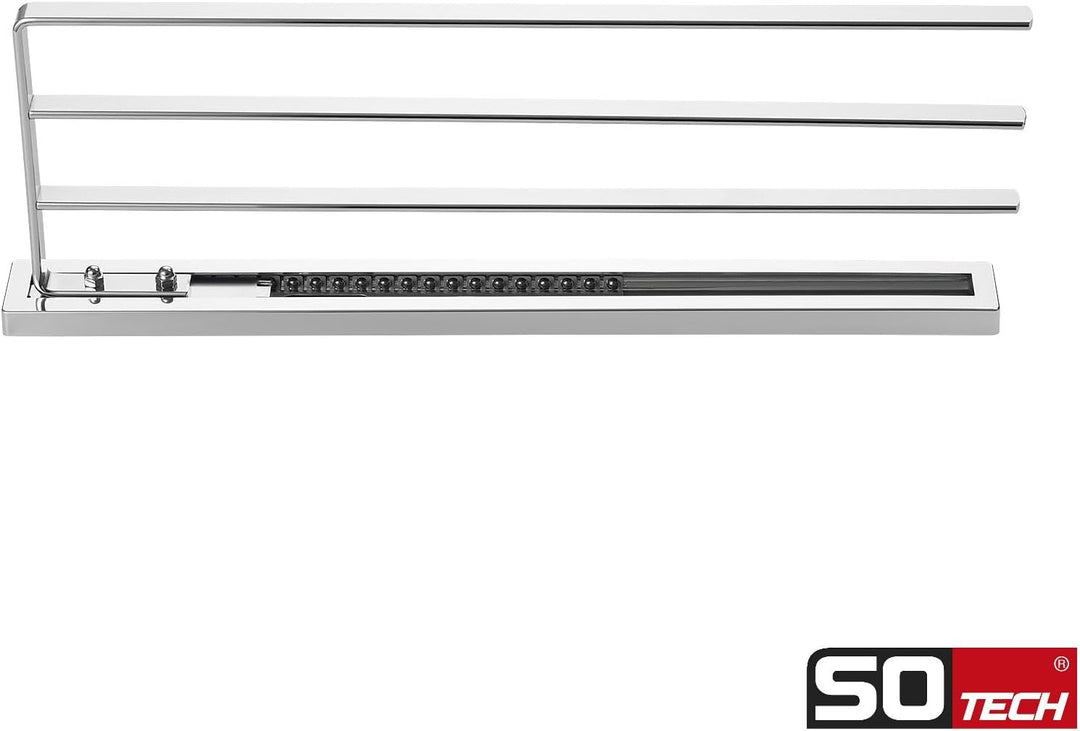 2 Stück SO-TECH® Handtuchauszug Elegance Chrom 3-armig 415 mm eingeschoben, 715 mm ausgezogen Handtu