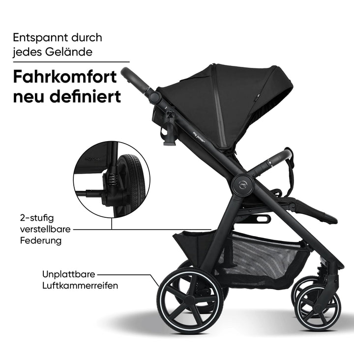 my junior® PLIA² | grosser Komfortbuggy mit Luftkammerreifen, Einhand-Faltmechanismus, einstellbare