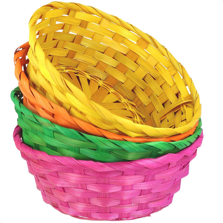 com-four® 4X Bunte Bastkörbe und Eierfarben als Dekoration zu Ostern - Osternest in tollen Farben -