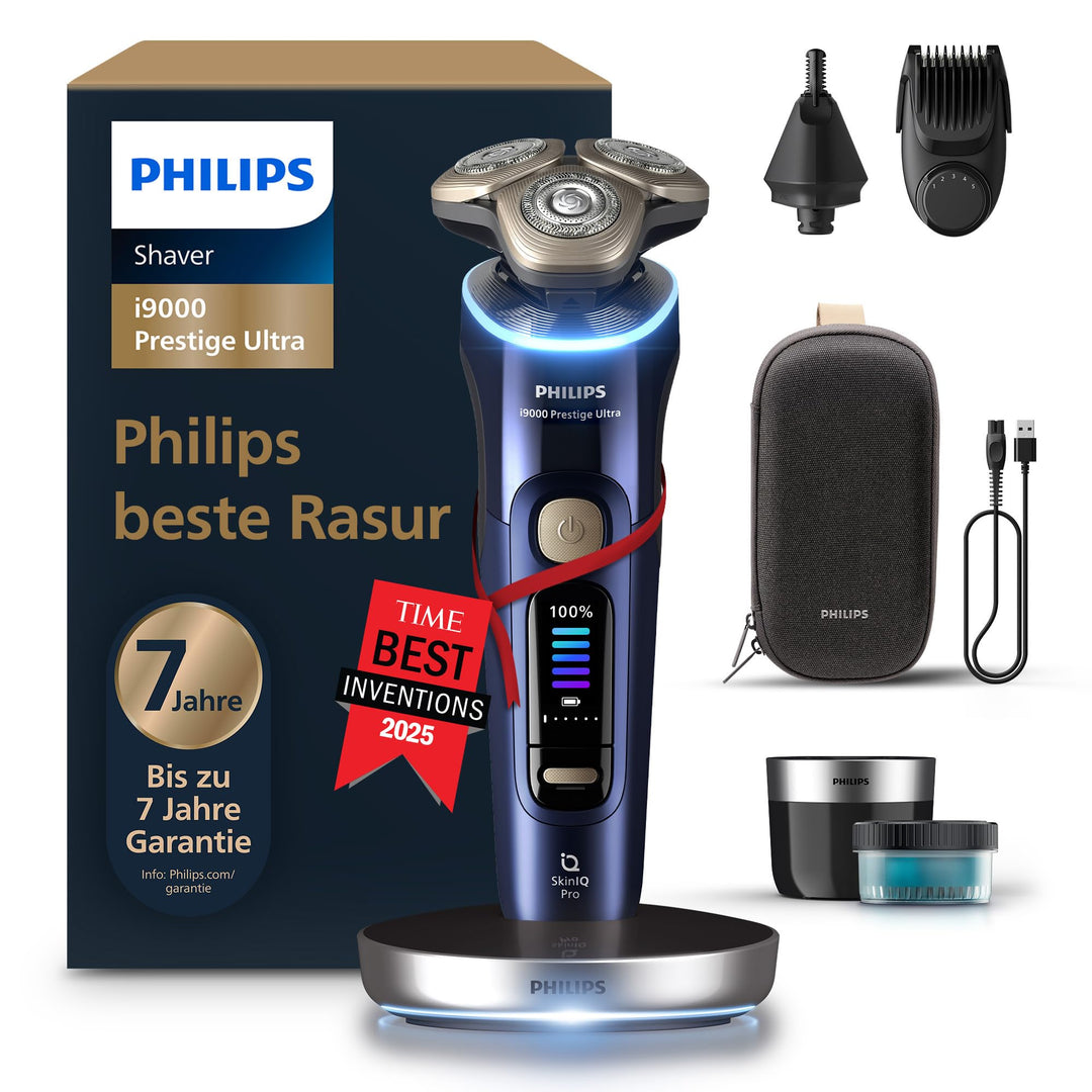 Philips Rasierer i9000 Prestige Ultra, Nass- und Trockenrasierer, adriatic, Druck- und Bewegungssens