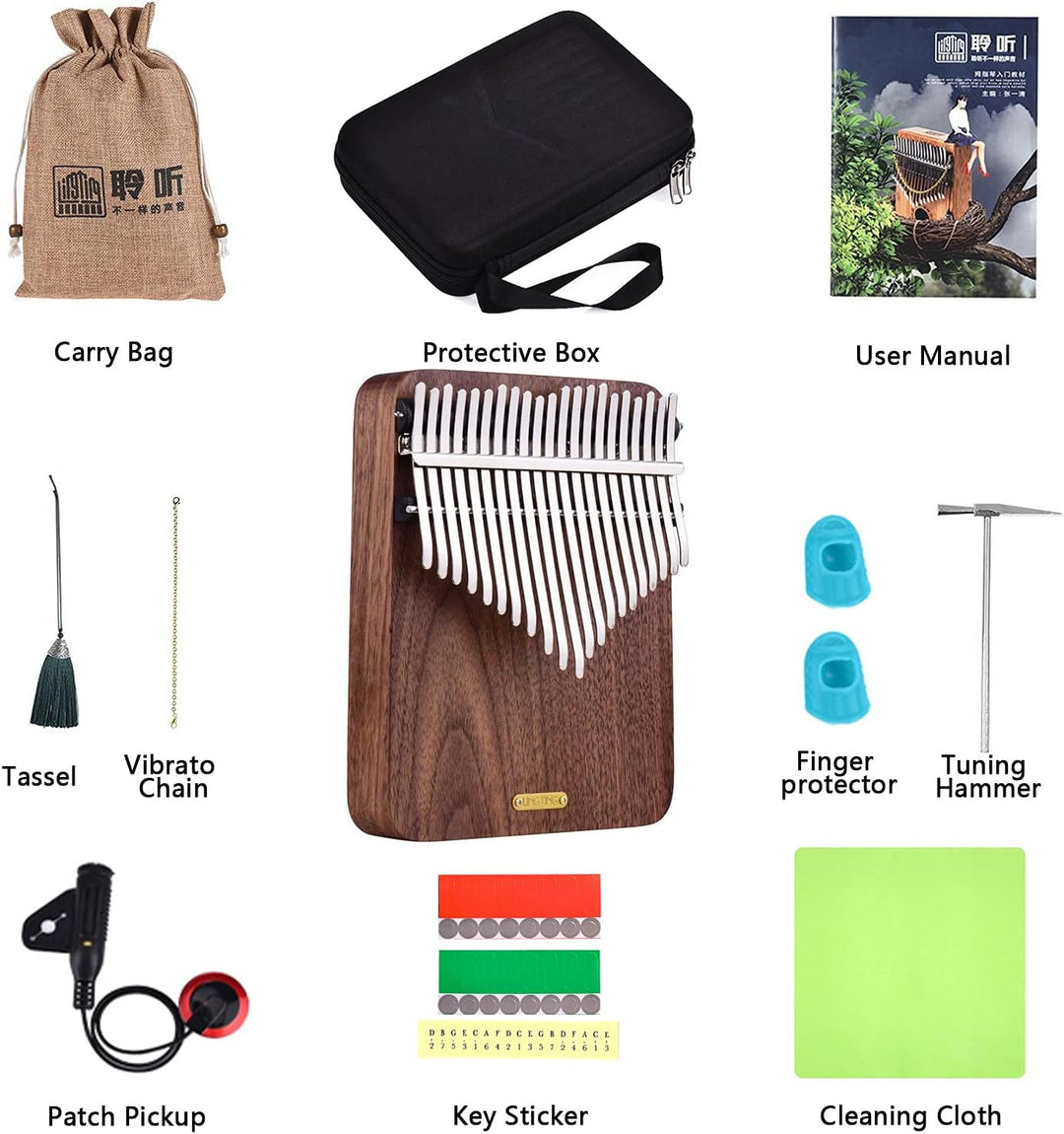 LingTing Kalimba LT-K21W 21 Tasten Kalimba Mbira Daumenklavier, Geschenk für Kinder und Erwachsene,