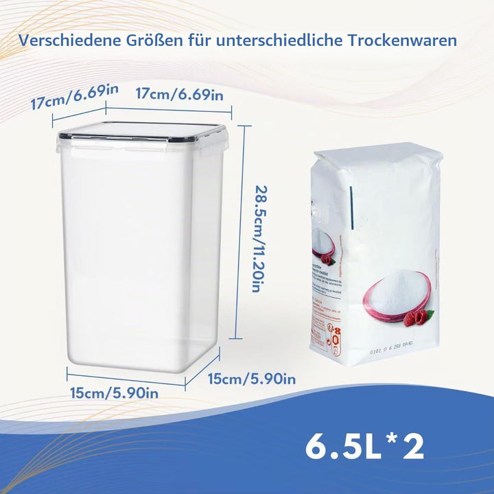 6,5L Vorratsdosen Mit Deckel Luftdicht, 2er Extra Gross Vorratsdosen Set, BPA Frei, Müsli Schüttdose