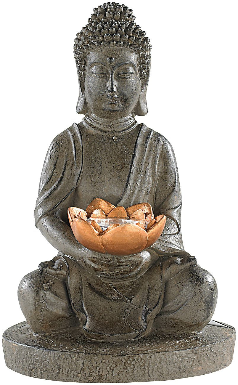 Lunartec Solar Figuren: Solar-LED Deko Lampe Buddha für Garten & Terrasse, 28 cm (Buddha Lampe Outdo