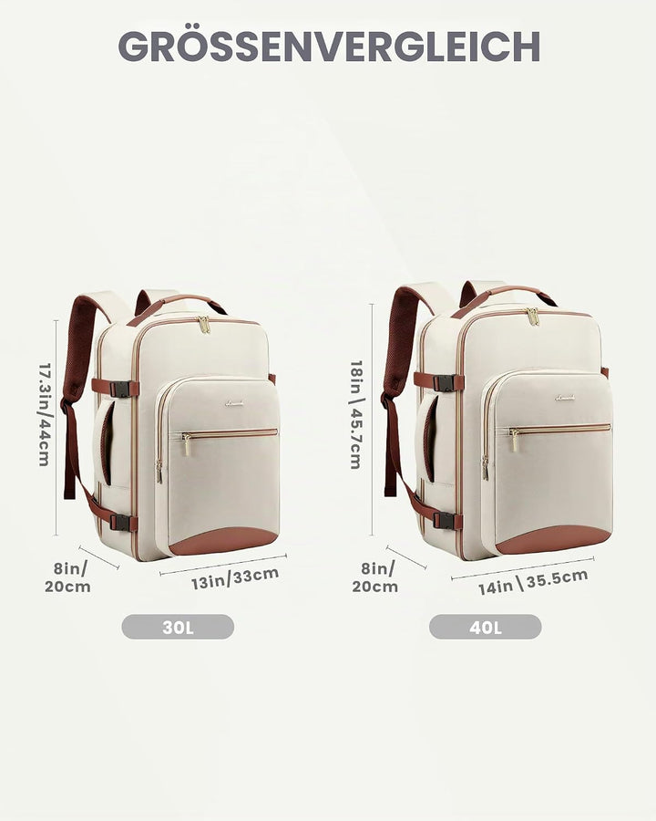 LOVEVOOK Handgepäck Rucksack Flugzeug, 30L Gross Reiserucksack Damen Kofferrucksack, Wasserdicht Rei