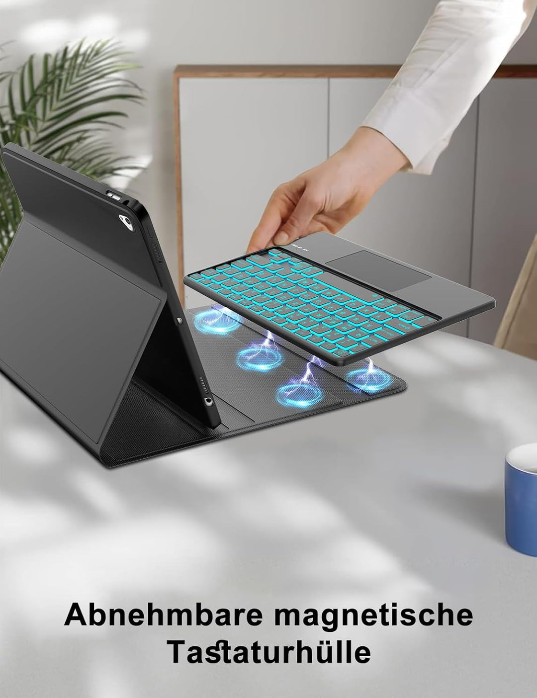 WINCHKING Hülle mit Tastatur iPad Pro 12,9 Zoll 2015/2017 (1./2. Gen) - 7 Farben Beleuchtete Kabello